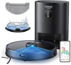 Laresar Clean Robot Vacuum and Mop Combo, 3500Pa Robotic Vacuum with 3.5L Self Emptying Station, 250 mins Runtime, LIDAR Navigation, WiFi/APP/Alexa Co