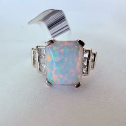 Sterling Silver & Synthetic Opal