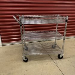 Large Wire Utility Cart Chrome Plated Steel Finish