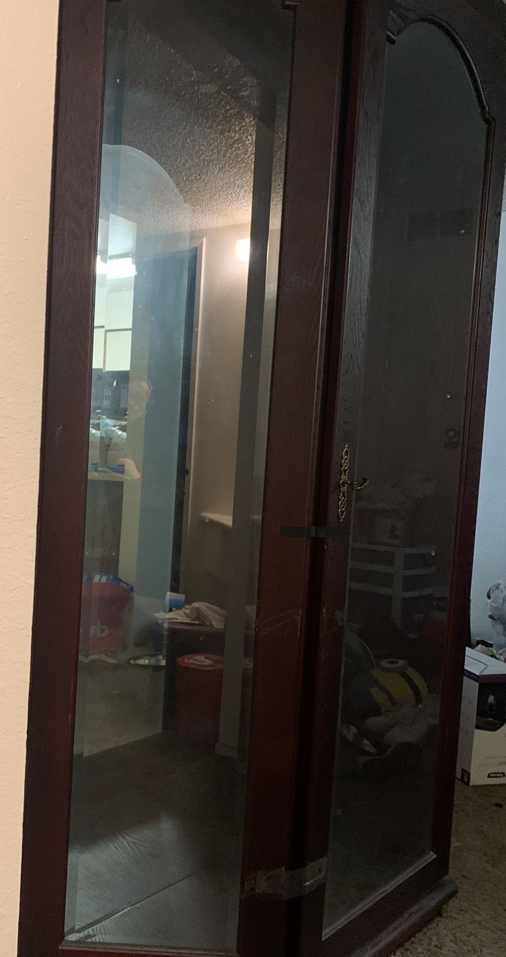 2 Glass Mahogany Shelf Cabinets 