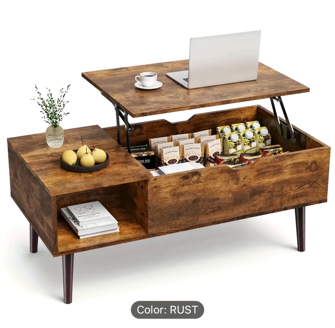Lift Top Coffee Table With Hidden Compartment And Two Storage Shelves Brand New Never Used
