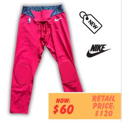 NWT Nike Techknit NBA Basketball Tight Men's 3/4 Length Red Padded Knees M-Tall
