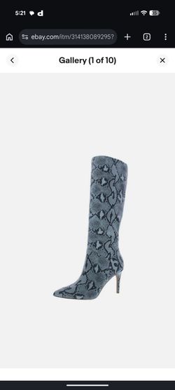 Blue snake skin heeled boots
