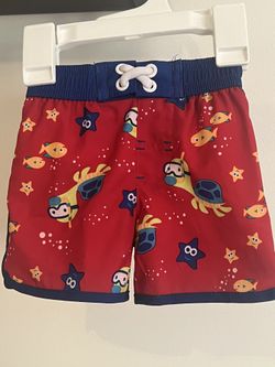 Wonder Nation Infant Baby Boy Red Turtle Snorkeling Swim Trunks Bathing Suit 0-3