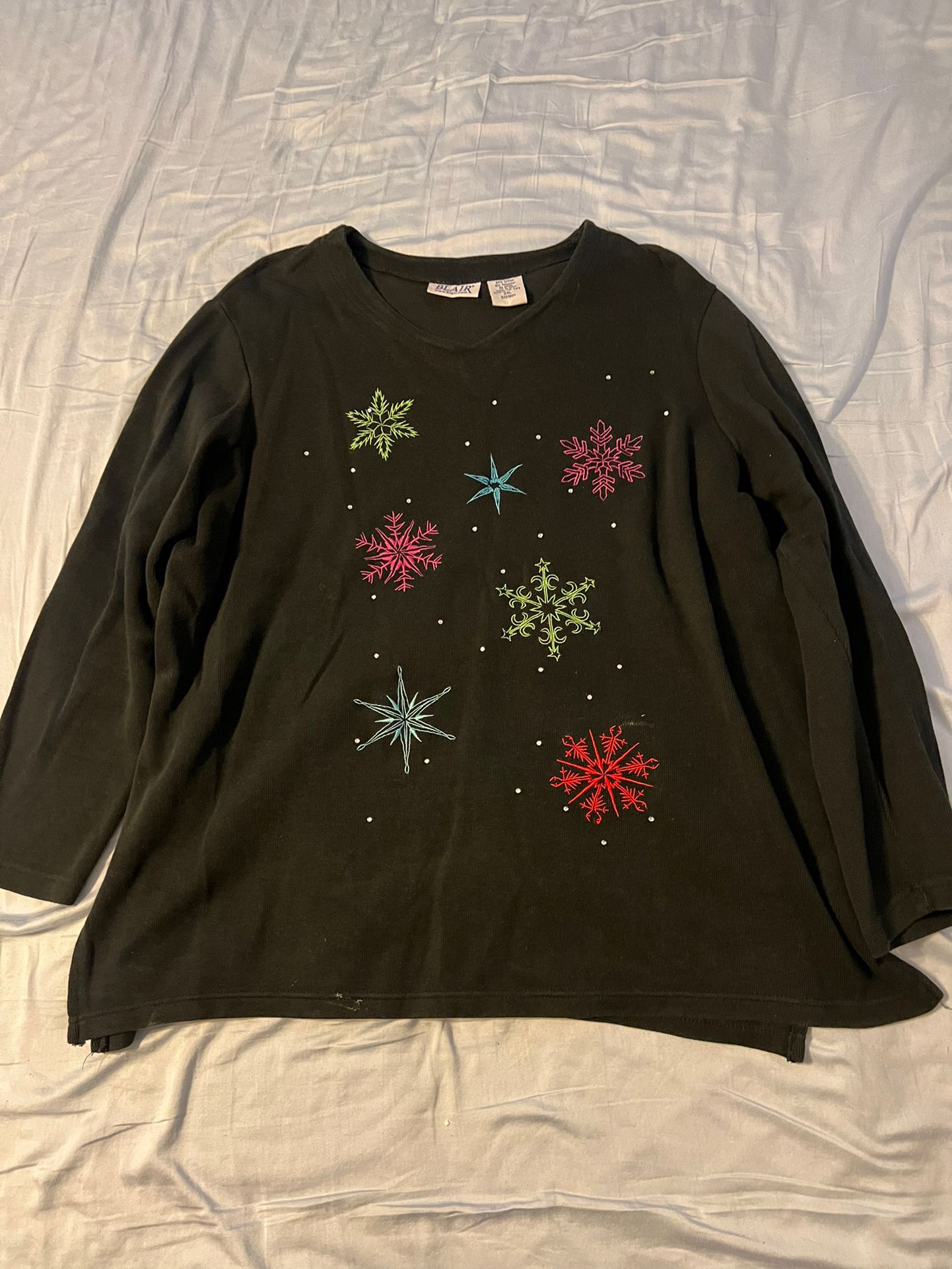 Blair Black Winter Decor Sweatshirt 2XL