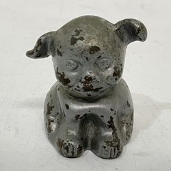 Vintage Cast Iron Advertising Pup Dog Bucki Carbons Ribbons Paperweight Figurine