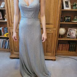 Prom Silver Long Morilee Madeline Gardner Size 8