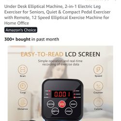 Under Desk Elliptical Machine, 2-in-1 Electric Leg