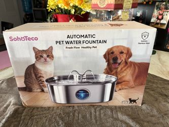 SOHOTECO new automatic, stainless steel pet water fountain W 3 filters/sponges