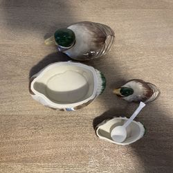 Vintage 1981 Otagiri Mallory Duck Tureen & Condiment Jar Set (Made in Japan)