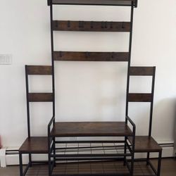 Modern Entryway Hall Tree w/ Bench + Shoe Storage