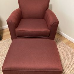Flexsteel Kingman Red Accent Chair With Ottoman
