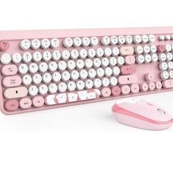 Wireless Keyboard,KOOTOP Cute Colorful 104 Keys Typewriter Retro