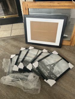 Black Picture Frames Set with Eiffel Tower Prints