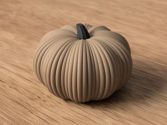 Decorative Pumpkin Figurine Tan Ribbed