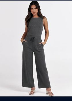 ANRABESS Women's Casual Summer Jumpsuits Elegant Romper Sleeveless Wide Leg Long Pants Fashion Travel Clothes