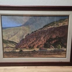 Robert Knudson Signed Original Pastel Art Southwestern Landscape Framed 34x45" 