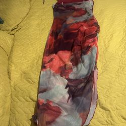SHEIN Privé Tie Dye Draped Collar Cami Bodycon Dress