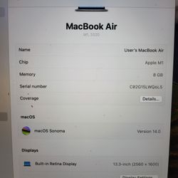 Macbook Air 2020 M1