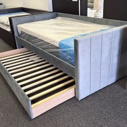 Gray Twin Daybed Frame With Trundle