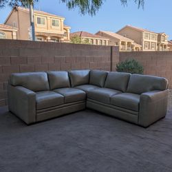 Chateau d'Ax Taupe Leather Sectional Sofa - Like New - Free Delivery