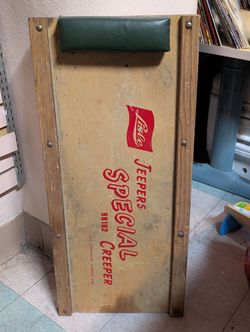 Vintage Lee Jeepers Creepers Mechanics Rolling Creeper Wooden Garage Tool Board