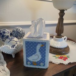 Vintage Duck Crochet Tissue Box Cottage Cottagecore