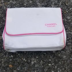Chanel White Velvet Toiletry/Cosmetic Bag