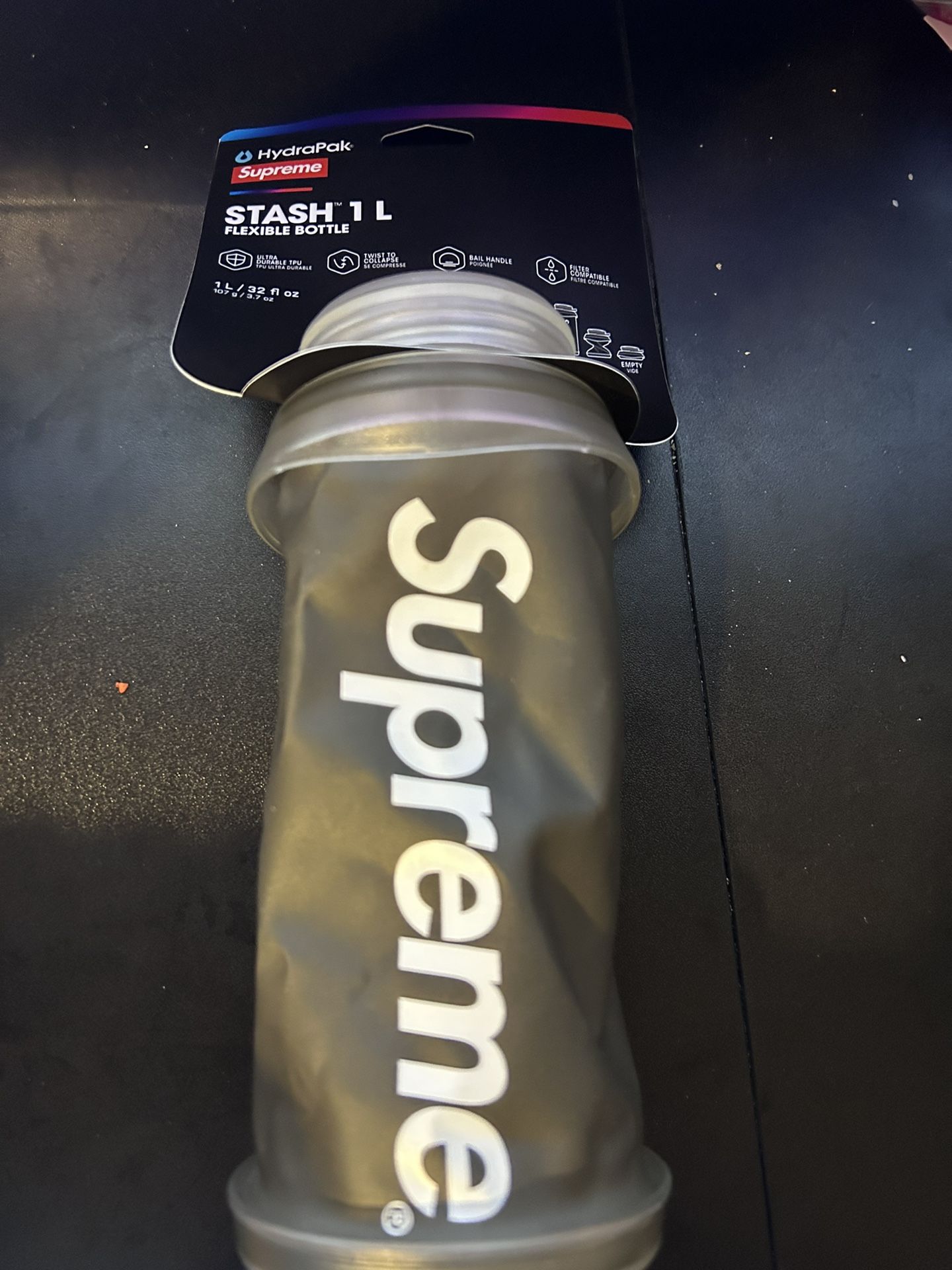 Supreme HydraPak 1L Flexible Bottle Black