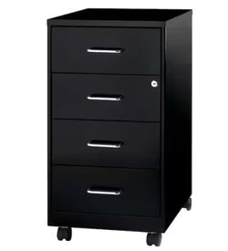18 in. D 4-Drawer Metal Letter Width 14.25 in. W Mobile Organizer Vertical File Cabinet, Black