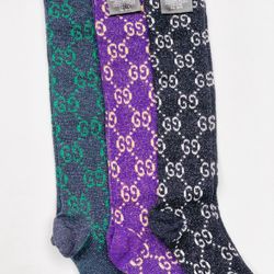 Metallic GG Logo Print Socks – $20 Each or 3 for $50