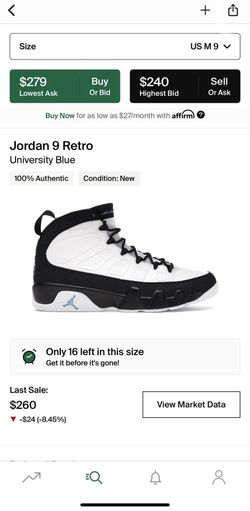Air Jordan 9 University Blue