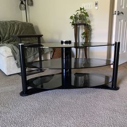 TV Stand with Glass Shelves 