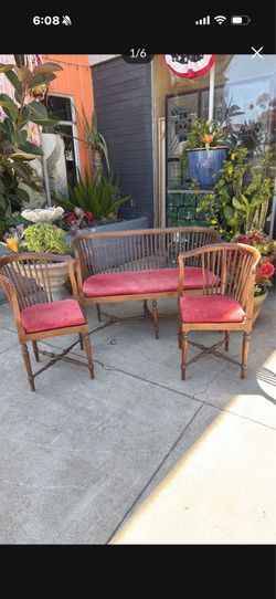 Beautiful Antique wood Cane sofa chairs with original cushions