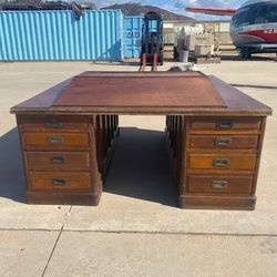 Antique Oak Arts and Crafts Double Sided Drafting Table Desk