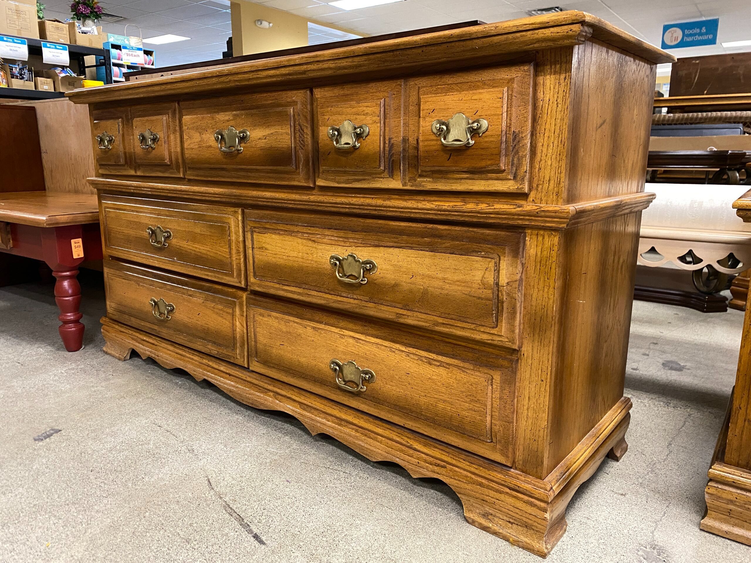 Wooden 7-Drawer Longboy Dresser