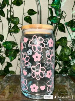 CUTE PAW PRINT OR FUR MAMA 16oz GLASS CUP’S!