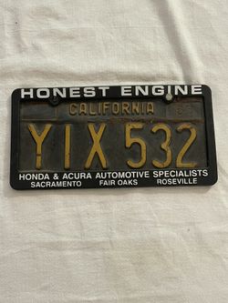 Vintage California License Plate 