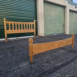 Vintage 1960s Mid Century Full Size Bed Frame Headboard & Footboard Scandinavian Danish Retro MCM