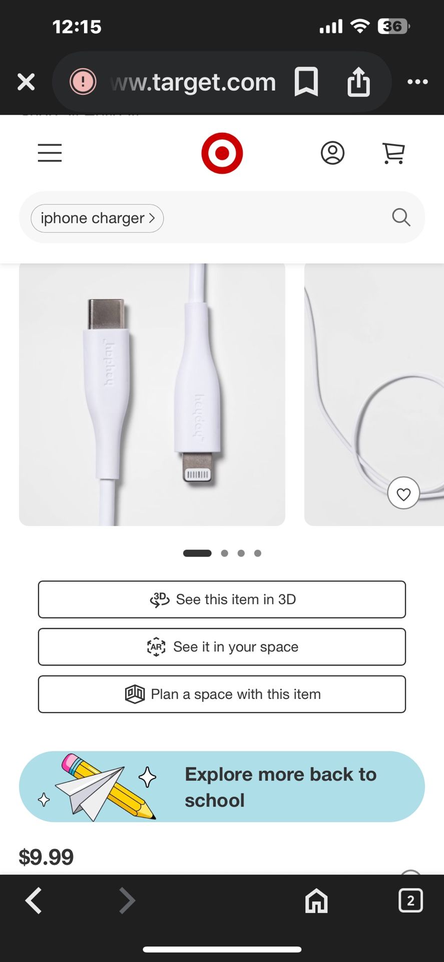Heyday Lightning to USB-C Fast Charging Cable