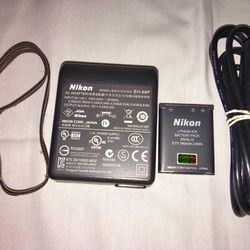 Nikon EH-68P AC Adapter Charger + EN-EL10 Lithon Ion Battery + Wrist Strap