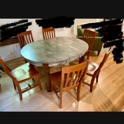 Dining Table +6 Chairs +2 Extensions