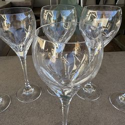 1980s Oscar De La Renta "Le Grande Fleur" Austrian Crystal Wine Glasses - Set of 8