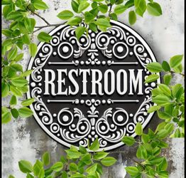 1pc Elegant wooden Restroom Sign -Wall Plate with Ornate Scrollwork Design, Easy Install for Office, Restaurant & Hotel Decor, Office Wall Art | Elega