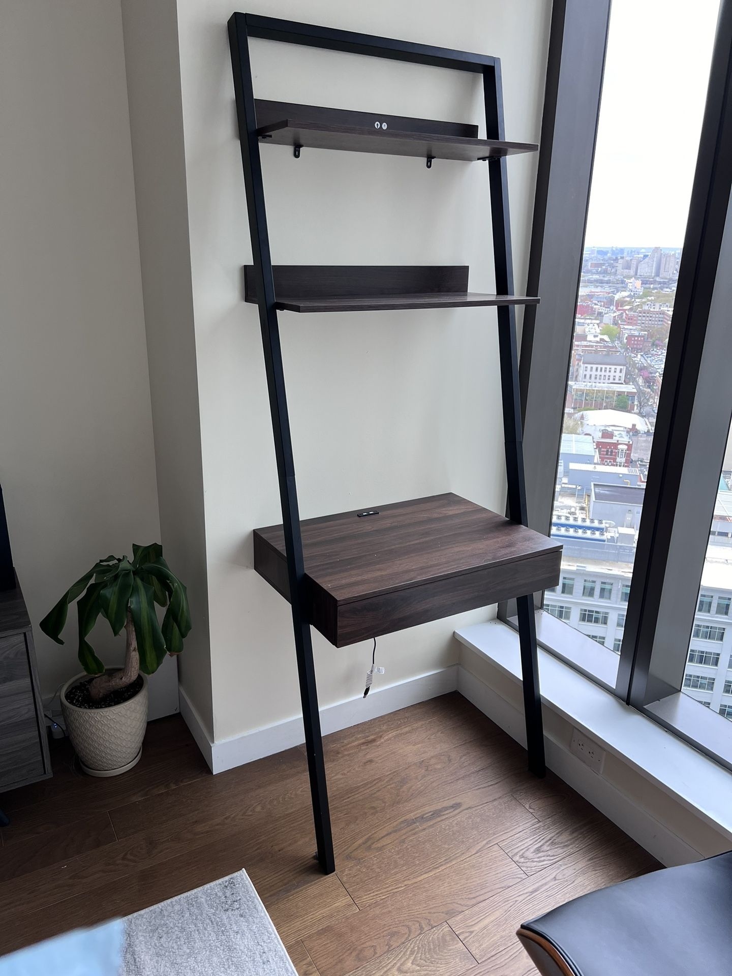 Contemporary Chair & Wall desk with Shelves