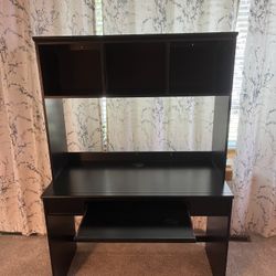 Black Desk With Extra Storage Hutch With Cubbies