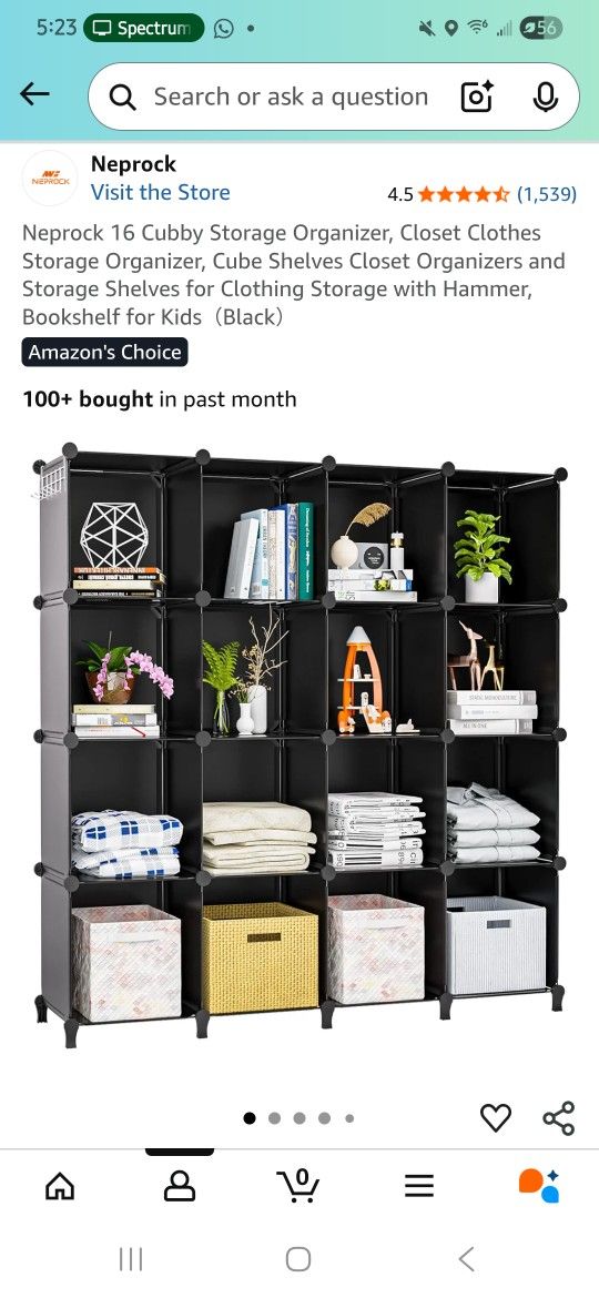 Neprock 16 Cubby Storage Organizer, Closet Clothes Storage Organizer, Cube Shelves Closet Organizers and Storage Shelves for Clothing Storage with Ham
