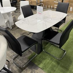 Modern Stylish Sintered Stone Dining Table With 4 Chairs (1/19)