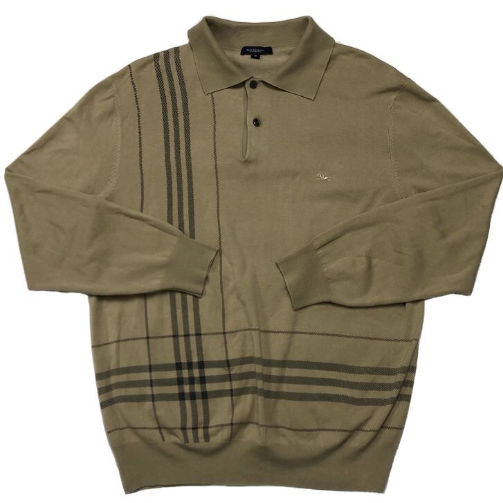 RARE Vintage Burberry Polo Pullover Long sleeve Size Medium/Large 100% AUTHENTIC 10/10 Condition 