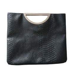 Style & Co. Black Textured Clutch with Geometric Handle